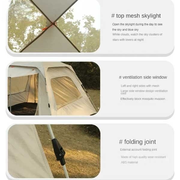 Automatic 4-person cowhide tent, Pekynew C1022 model 3